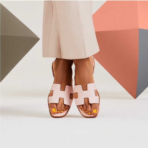 NEW HERMÈS ORAN SANDALS Rose Pâle - Picture 15 of 17